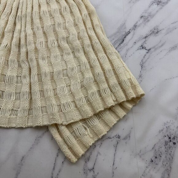 Womens Vintage Handmade Cropped Shawl Cape Sweater One Size Cream Knit Crochet - Picture 7 of 8